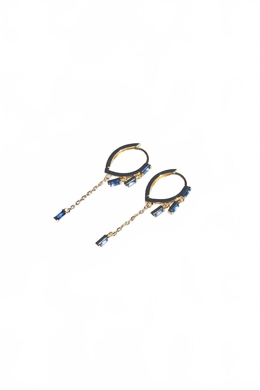 NEW NATIVE GEM women's sparkler huggies earring in blue sapphire
